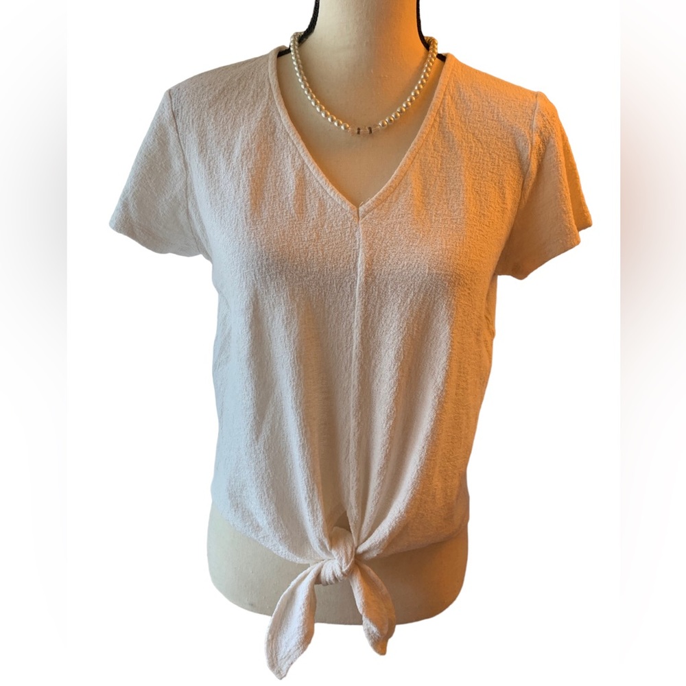 Texture & thread cream tied hem front sz M